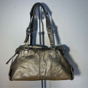 Hype 100% Genuine Leather Satchel Metallic Gold Tone Leather Bag